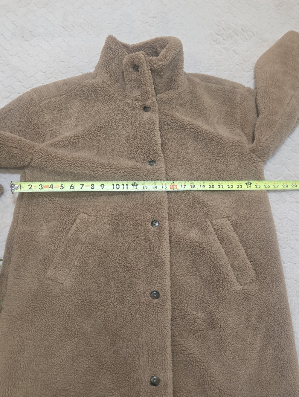 GAP Tan Long Sherpa Button-Front Cozy Preppy Coat, Size X-Large - Picture 5 of 7